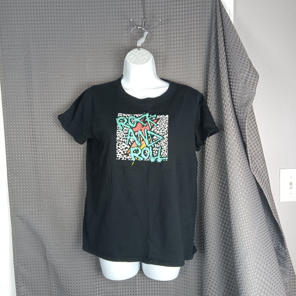 Tres Bien Black Rock and Roll Graphic T-Shirt Women's Size S/M